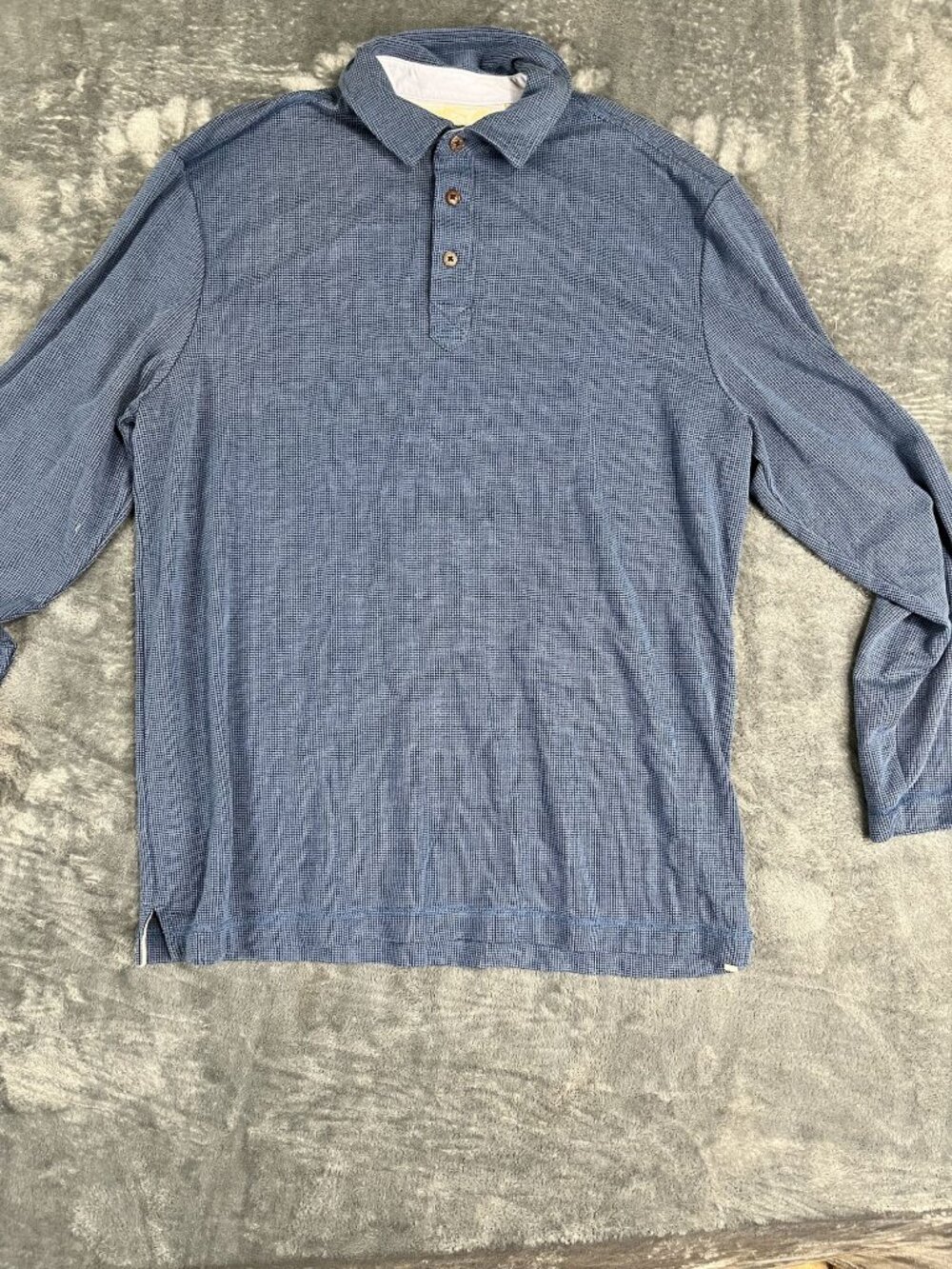 Tasso Elba Island Mens Blue Long Sleeve Polo Shirt M